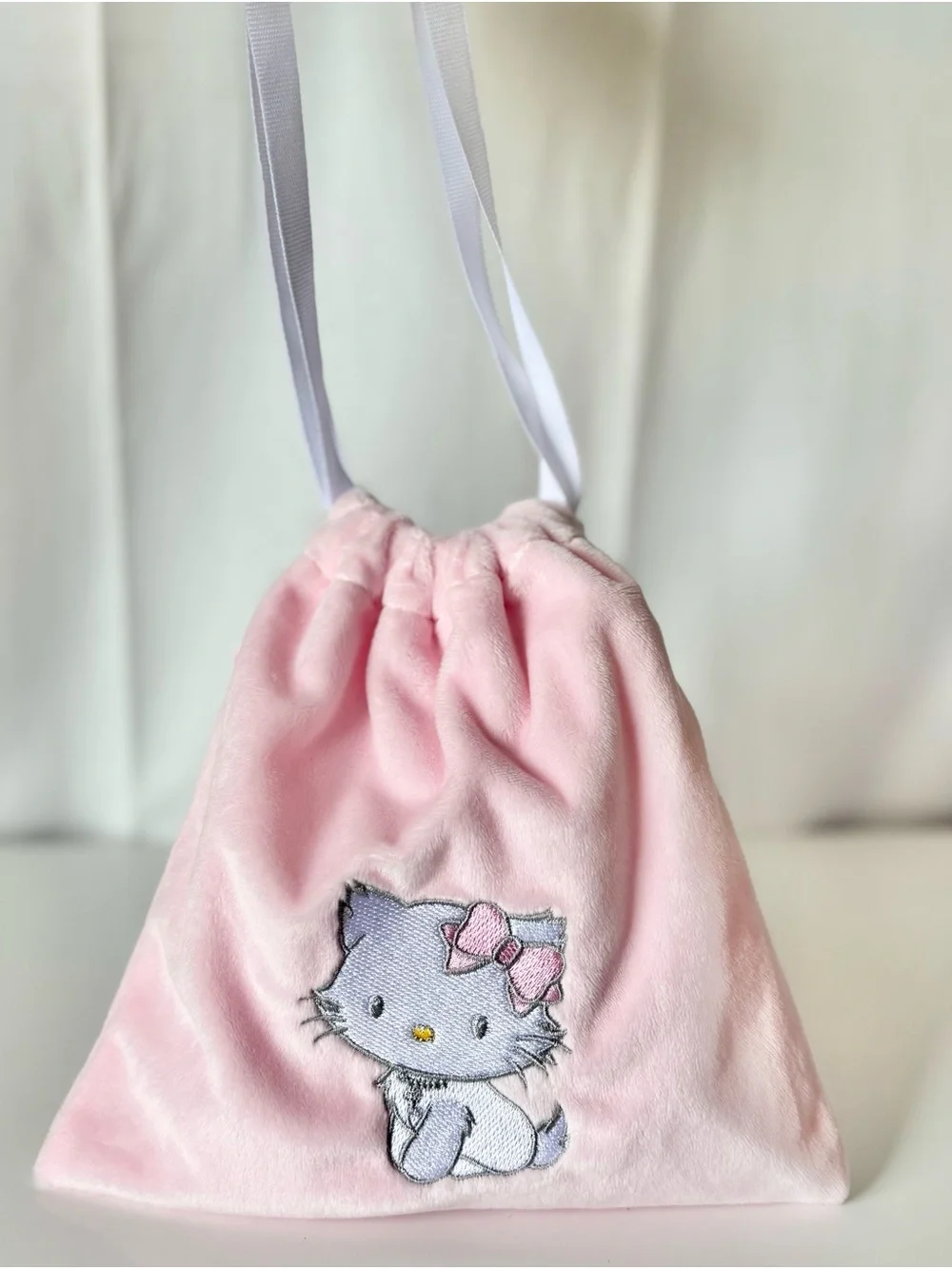 Charmmy Kitty Soft Pink Plush Drawstring Bag NWT Sanrio Japan Exclusive